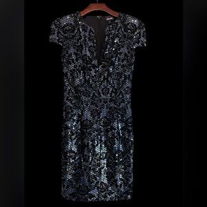 Just Cavalli Black and Blue Sequin Dress with v-neck opening
